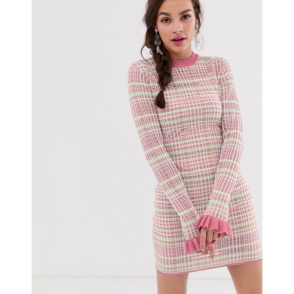 NWT “Finders Keepers” Pink and Green Knit Mini Dress - Picture 4 of 4